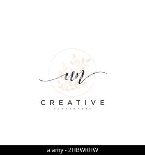 UN Initial handwriting minimalist geometric logo template vector art, Logo for business beauty, fashion, and other art Stock Vector