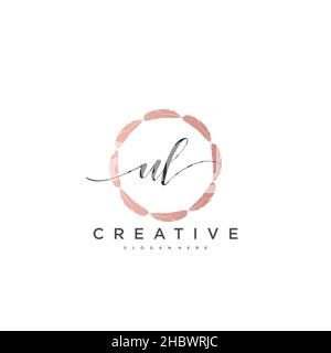 UL Initial handwriting minimalist geometric logo template vector art, Logo for business beauty, fashion, and other art Stock Vector