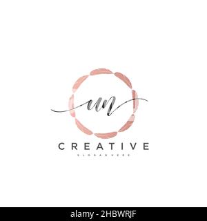 UN Initial handwriting minimalist geometric logo template vector art, Logo for business beauty, fashion, and other art Stock Vector