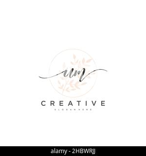 UM Initial handwriting minimalist geometric logo template vector art, Logo for business beauty, fashion, and other art Stock Vector