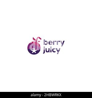 Minimalist flat simple Berry Juicy logo design Stock Vector