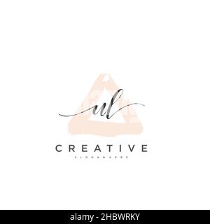 UL Initial handwriting minimalist geometric logo template vector art, Logo for business beauty, fashion, and other art Stock Vector
