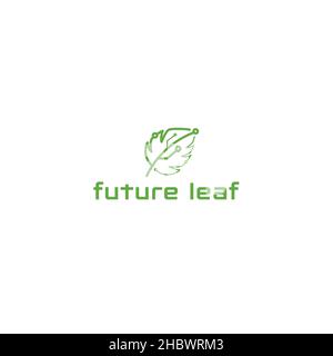 Minimalist flat Future Leaf Technology logo design Stock Vector