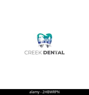 Modern design colorful Creek Dental logo design Stock Vector