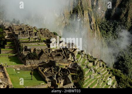 A mysterious city above the clouds - Machu Picchu, Peru Stock Photo