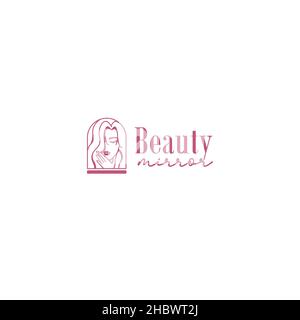 Minimalist design Beauty Mirror style logo design Stock Vector