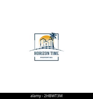 Modern design flat simple Horizon Time Logo design Stock Vector