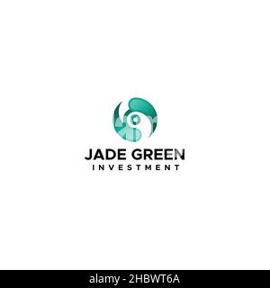 Minimalist flat design JADE GREEN logo design Stock Vector