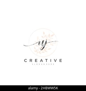 UJ Initial handwriting minimalist geometric logo template vector art, Logo for business beauty, fashion, and other art Stock Vector