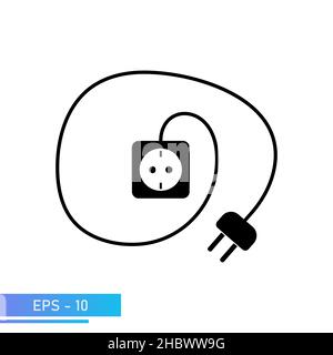 Socket for electrical appliances with cable. Extension cord of the electrical network. Vector illustration. Stock Vector