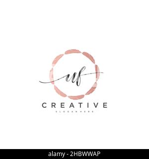 UF Initial handwriting minimalist geometric logo template vector art, Logo for business beauty, fashion, and other art Stock Vector