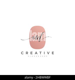 UD Initial handwriting minimalist geometric logo template vector art, Logo for business beauty, fashion, and other art Stock Vector
