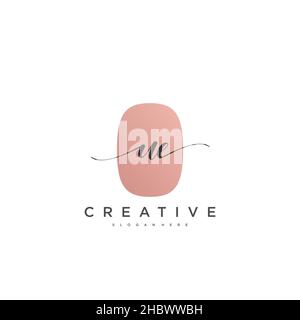 UE Initial handwriting minimalist geometric logo template vector art, Logo for business beauty, fashion, and other art Stock Vector