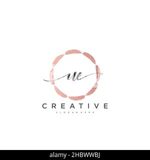 UE Initial handwriting minimalist geometric logo template vector art, Logo for business beauty, fashion, and other art Stock Vector