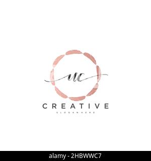 UC Initial handwriting minimalist geometric logo template vector art, Logo for business beauty, fashion, and other art Stock Vector