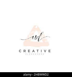 UD Initial handwriting minimalist geometric logo template vector art, Logo for business beauty, fashion, and other art Stock Vector
