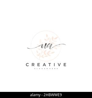 UA Initial handwriting minimalist geometric logo template vector art, Logo for business beauty, fashion, and other art Stock Vector