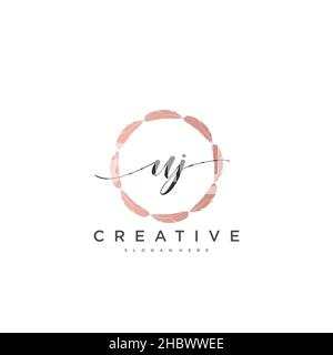 UJ Initial handwriting minimalist geometric logo template vector art, Logo for business beauty, fashion, and other art Stock Vector