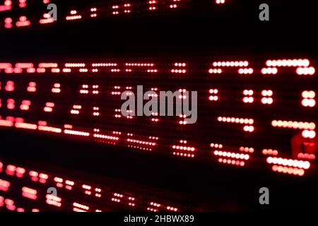 Multi-line scrolling message LED display. Selective focus. Stock Photo