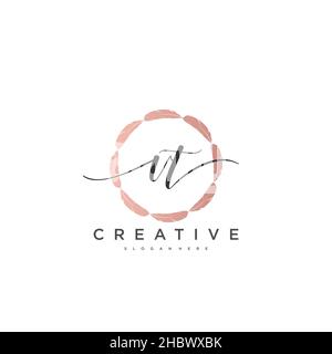 VT Initial handwriting minimalist geometric logo template vector art, Logo for business beauty, fashion, and other art Stock Vector