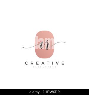 VR Initial handwriting minimalist geometric logo template vector art, Logo for business beauty, fashion, and other art Stock Vector