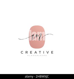 VM Initial handwriting minimalist geometric logo template vector art, Logo for business beauty, fashion, and other art Stock Vector