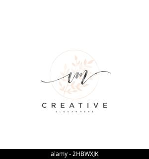 VM Initial handwriting minimalist geometric logo template vector art, Logo for business beauty, fashion, and other art Stock Vector