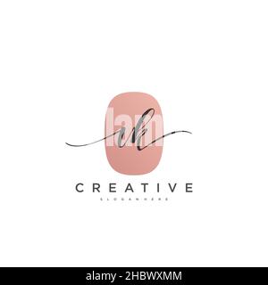 VK Initial handwriting minimalist geometric logo template vector art, Logo for business beauty, fashion, and other art Stock Vector