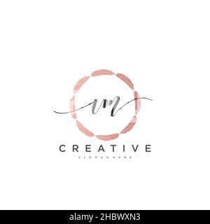 VM Initial handwriting minimalist geometric logo template vector art, Logo for business beauty, fashion, and other art Stock Vector