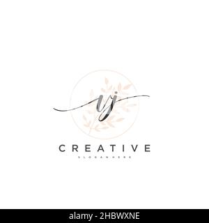 VJ Initial handwriting minimalist geometric logo template vector art, Logo for business beauty, fashion, and other art Stock Vector