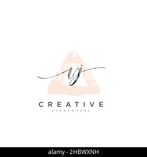 VJ Initial handwriting minimalist geometric logo template vector art, Logo for business beauty, fashion, and other art Stock Vector