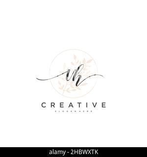 VH Initial handwriting minimalist geometric logo template vector art, Logo for business beauty, fashion, and other art Stock Vector