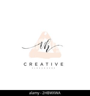 VH Initial handwriting minimalist geometric logo template vector art, Logo for business beauty, fashion, and other art Stock Vector