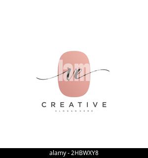 VE Initial handwriting minimalist geometric logo template vector art, Logo for business beauty, fashion, and other art Stock Vector