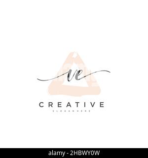 VE Initial handwriting minimalist geometric logo template vector art, Logo for business beauty, fashion, and other art Stock Vector