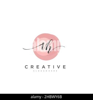 VH Initial handwriting minimalist geometric logo template vector art, Logo for business beauty, fashion, and other art Stock Vector