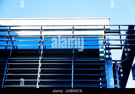 Umea, Norrland Sweden - November 5, 2019: large modern windows with metal blinds on the outside Stock Photo