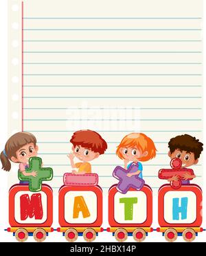 Blank math template with math tools and elements illustration Stock Vector