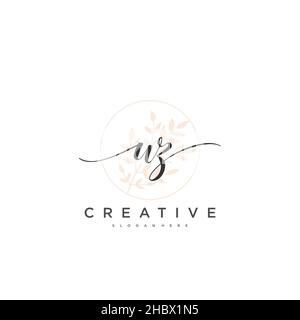 WZ Initial handwriting minimalist geometric logo template vector art, Logo for business beauty, fashion, and other art Stock Vector
