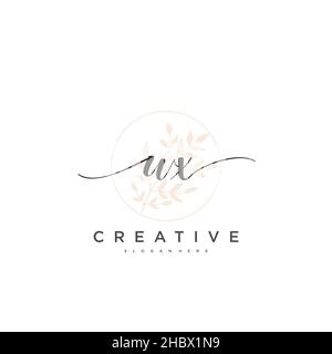 WX Initial handwriting minimalist geometric logo template vector art, Logo for business beauty, fashion, and other art Stock Vector