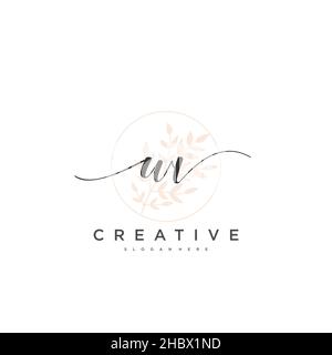 WV Initial handwriting minimalist geometric logo template vector art, Logo for business beauty, fashion, and other art Stock Vector