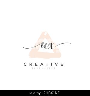 WX Initial handwriting minimalist geometric logo template vector art, Logo for business beauty, fashion, and other art Stock Vector