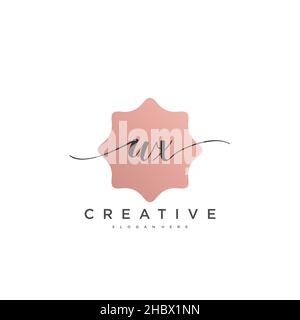 WX Initial handwriting minimalist geometric logo template vector art, Logo for business beauty, fashion, and other art Stock Vector