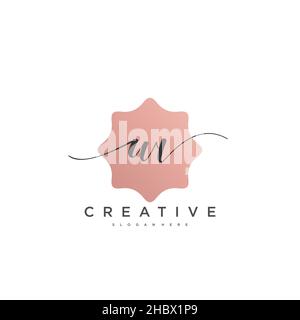 WV Initial handwriting minimalist geometric logo template vector art, Logo for business beauty, fashion, and other art Stock Vector