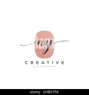 WY Initial handwriting minimalist geometric logo template vector art, Logo for business beauty, fashion, and other art Stock Vector