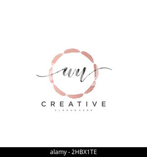 WU Initial handwriting minimalist geometric logo template vector art, Logo for business beauty, fashion, and other art Stock Vector