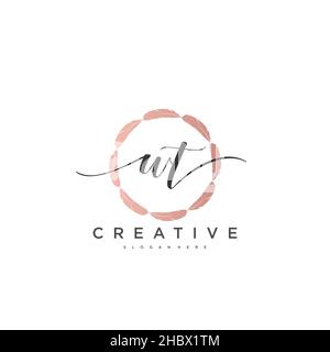 WT Initial handwriting minimalist geometric logo template vector art, Logo for business beauty, fashion, and other art Stock Vector