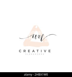WU Initial handwriting minimalist geometric logo template vector art, Logo for business beauty, fashion, and other art Stock Vector