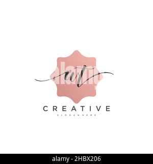 WT Initial handwriting minimalist geometric logo template vector art, Logo for business beauty, fashion, and other art Stock Vector