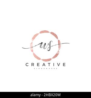 WS Initial handwriting minimalist geometric logo template vector art, Logo for business beauty, fashion, and other art Stock Vector